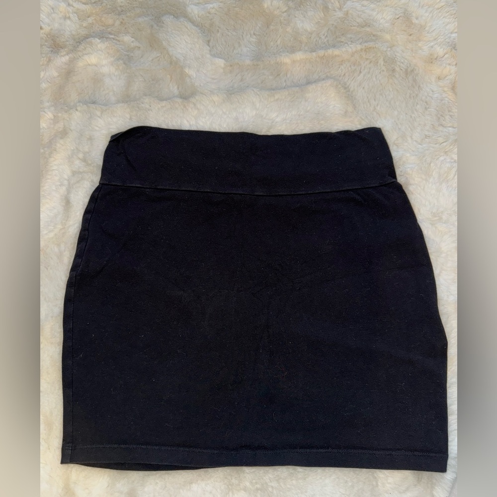 Black Cotton Pencil Skirt